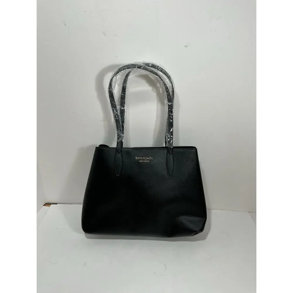 Kate Spade All Black Shoulder Tote Bag Purse NEW Read